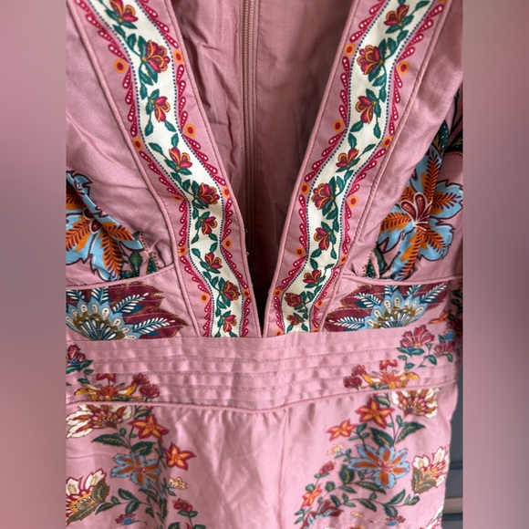 Farm Rio Garden Delight Pink Short Sleeve Maxi Dress • S • NWT - Picture 10 of 17